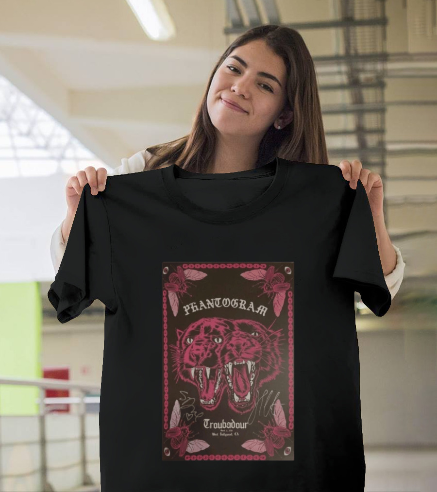 Phantogram Troubadour West Hollywood CA Signed Pink Panther Insects T-Shirt