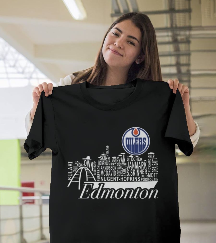 Edmonton Oilers Skyline Names 2025 McDavid Draisaitl Hyman Nugent Hopkins Smith T-Shirt