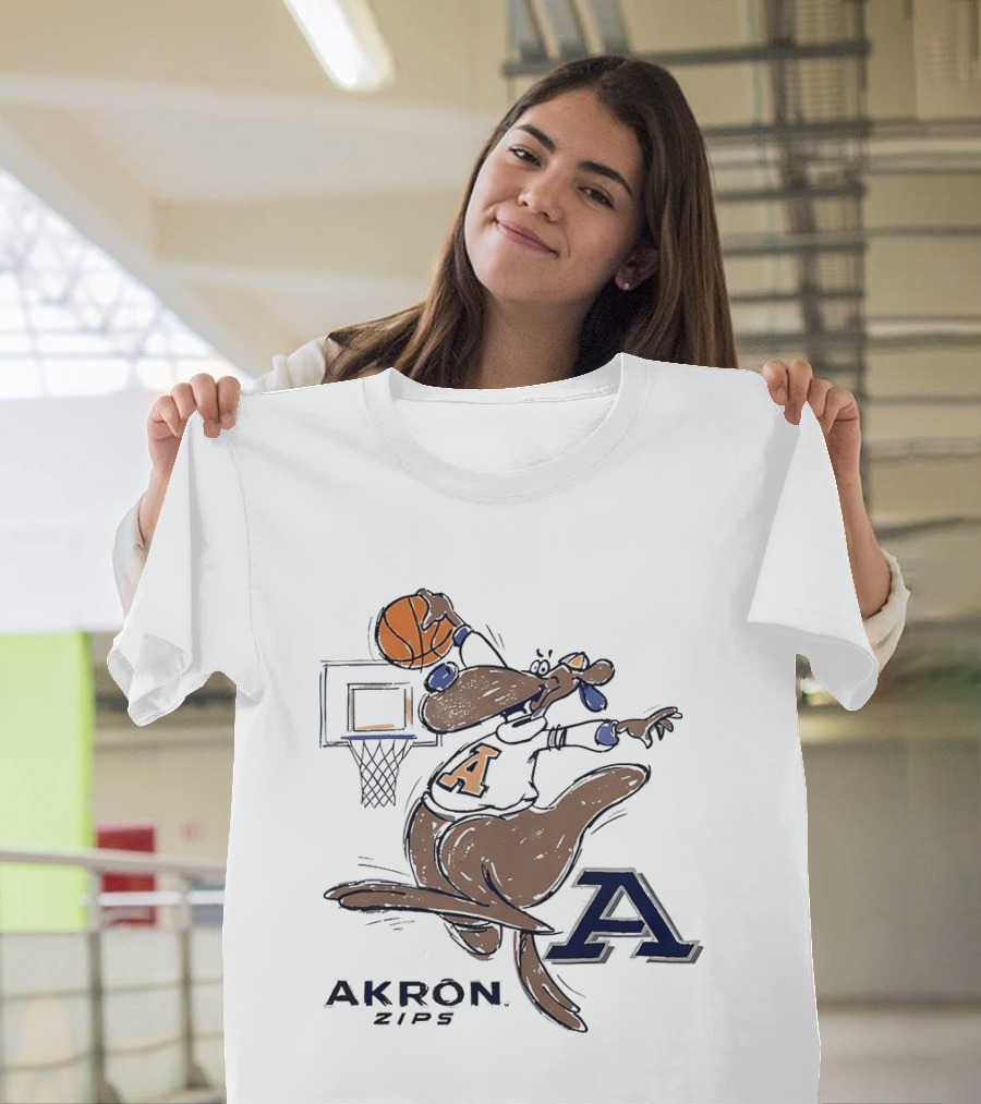 Akron Zips Zippy Basketball Dunking Action T-Shirt