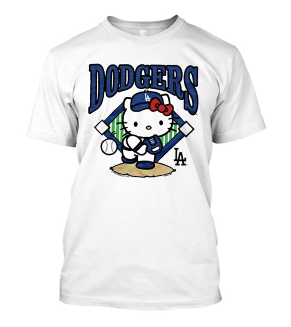 Hello Kitty Los Angeles Dodgers Baseball Crossover Fan Merchandise T-Shirt
