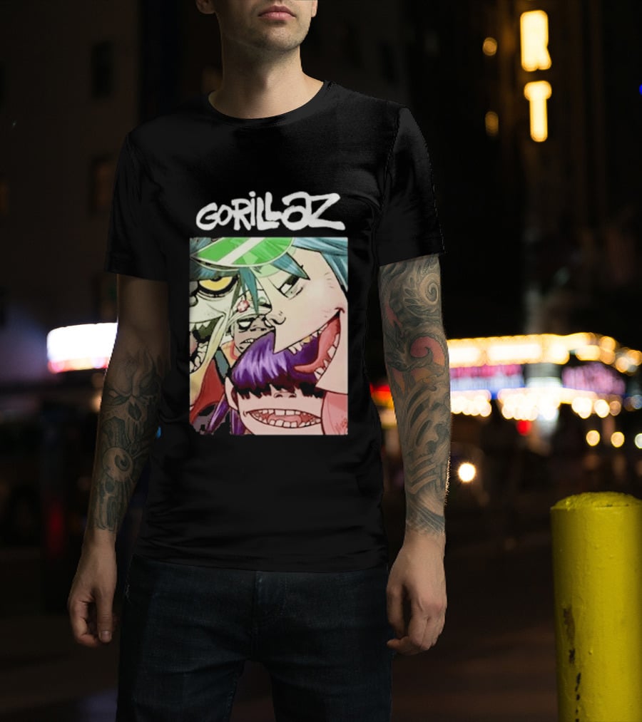 Gorillaz Cartoon Band Characters Art Comic T-Shirt