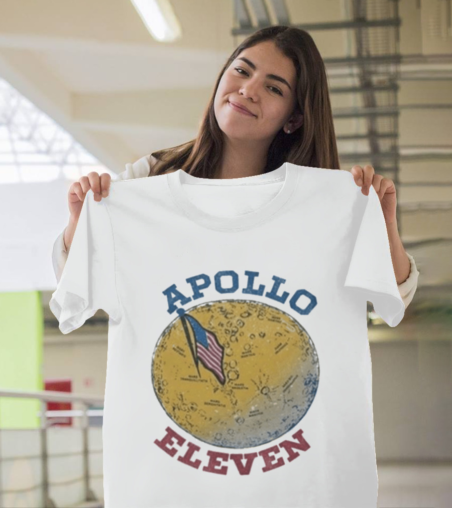 Apollo Eleven Moon Landing Map Flag Styles T-Shirt