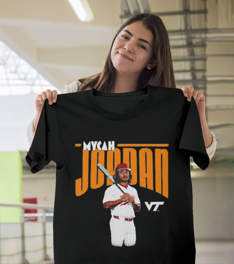Mycah Jordan VT Baseball Virginia Tech Hokies Player T-Shirt