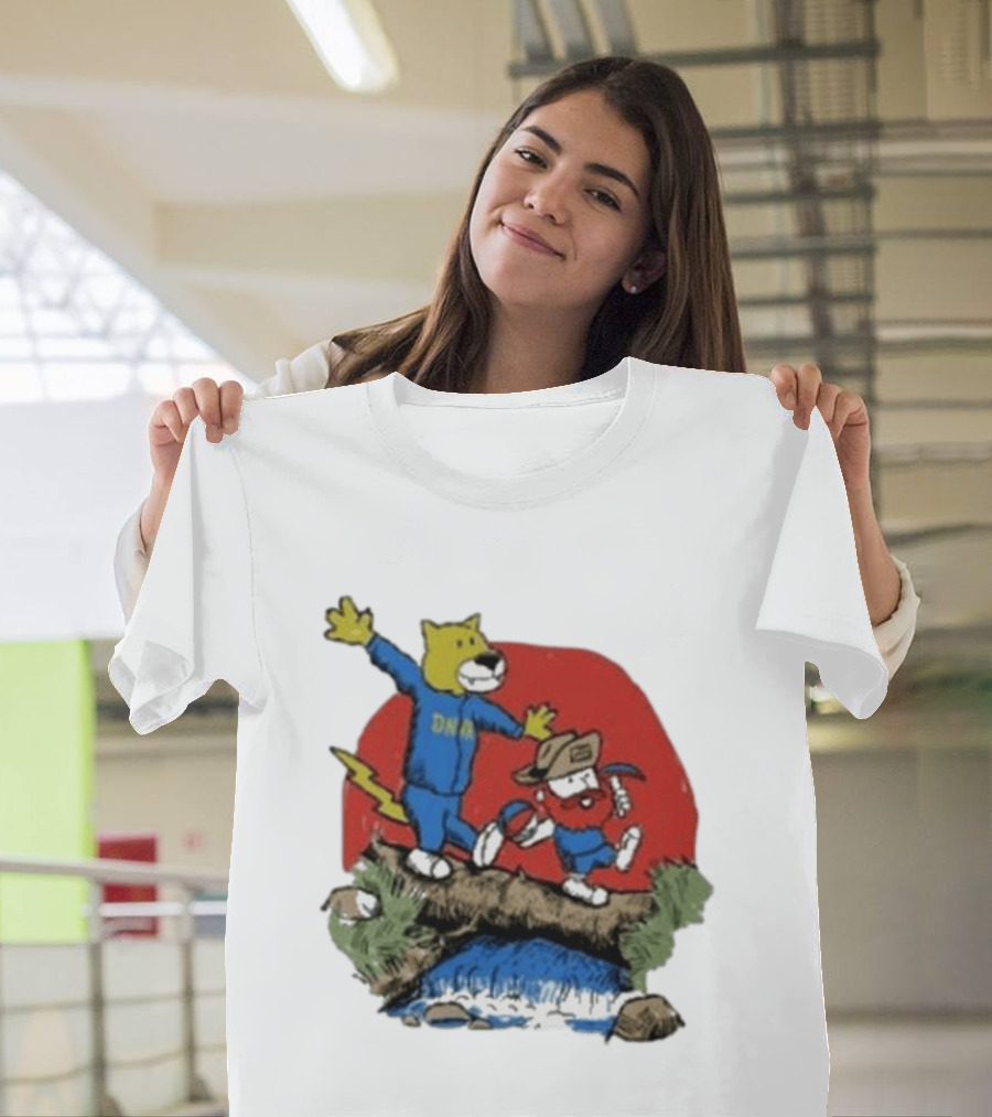 Dnvr Cartoon Friends Bear And Miner Crossing A Bridge T-Shirt