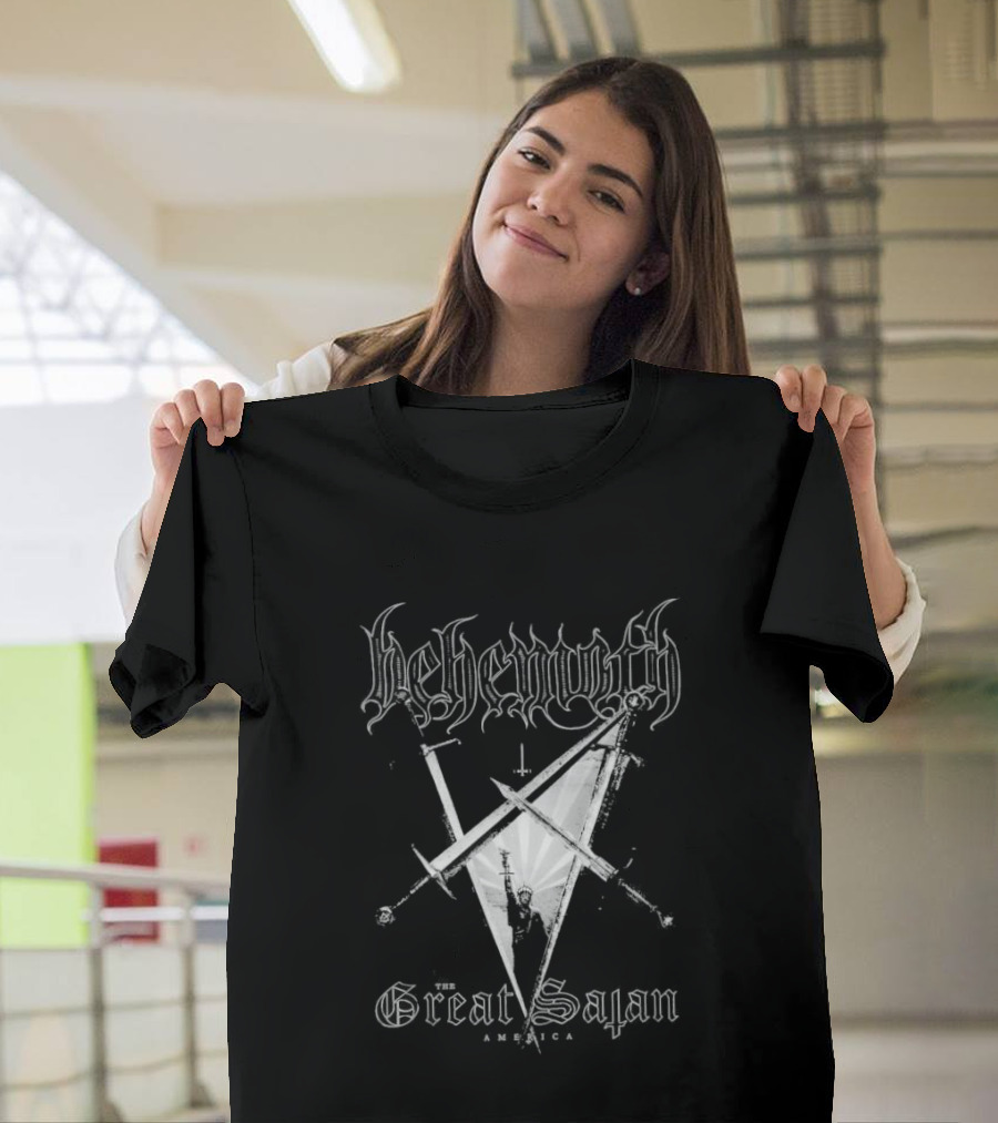 Behemoth Great Satan Inverted Cross Swords T-Shirt