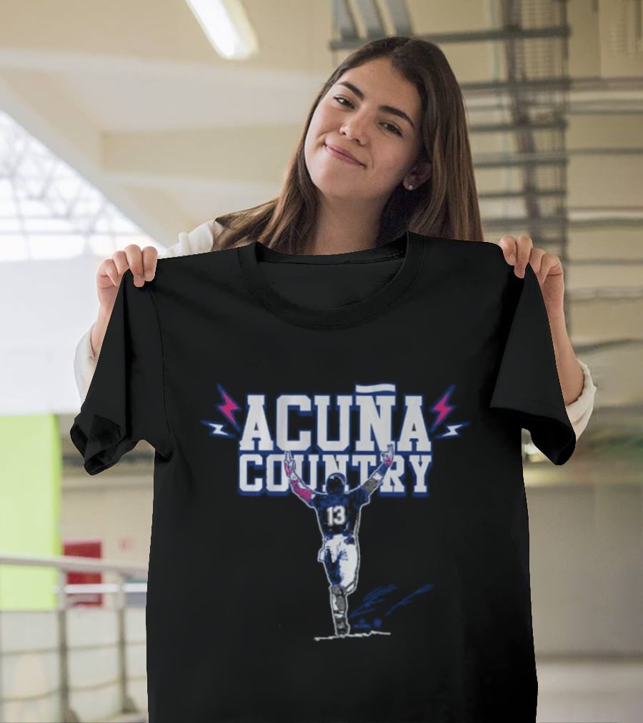 Acuña Country Baseball Celebration Graphic With Lightning Bolts T-Shirt