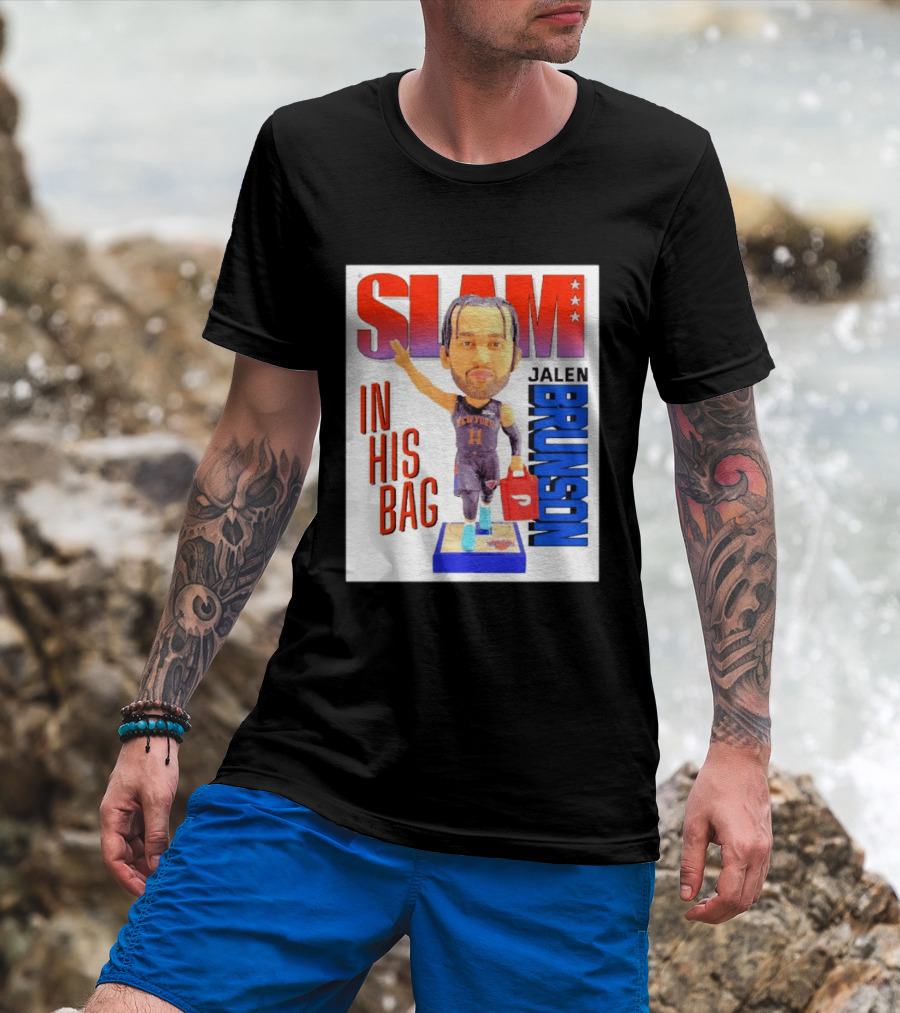 Slam Jalen Brunson New York Knicks In His Bag Big Bobblehead T-Shirt
