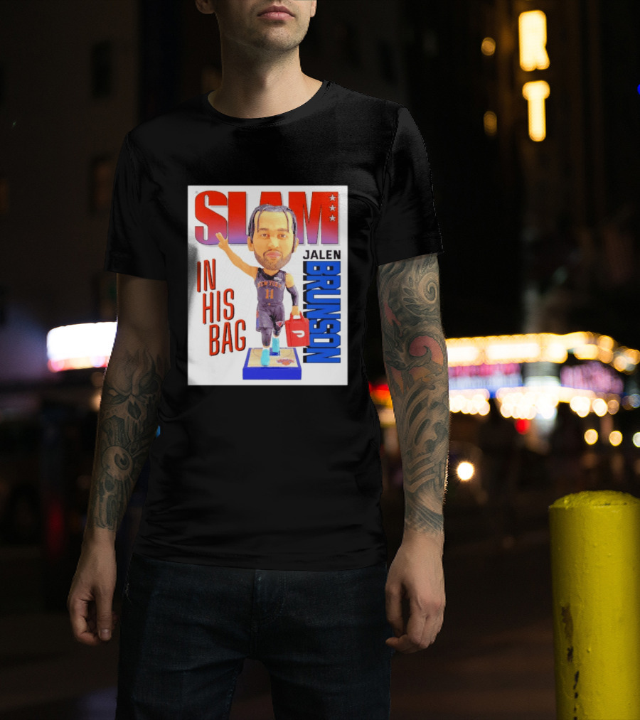 Slam Jalen Brunson New York Knicks In His Bag Big Bobblehead T-Shirt