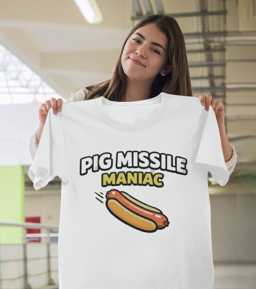 Pig Missile Maniac Hot Dog T-Shirt