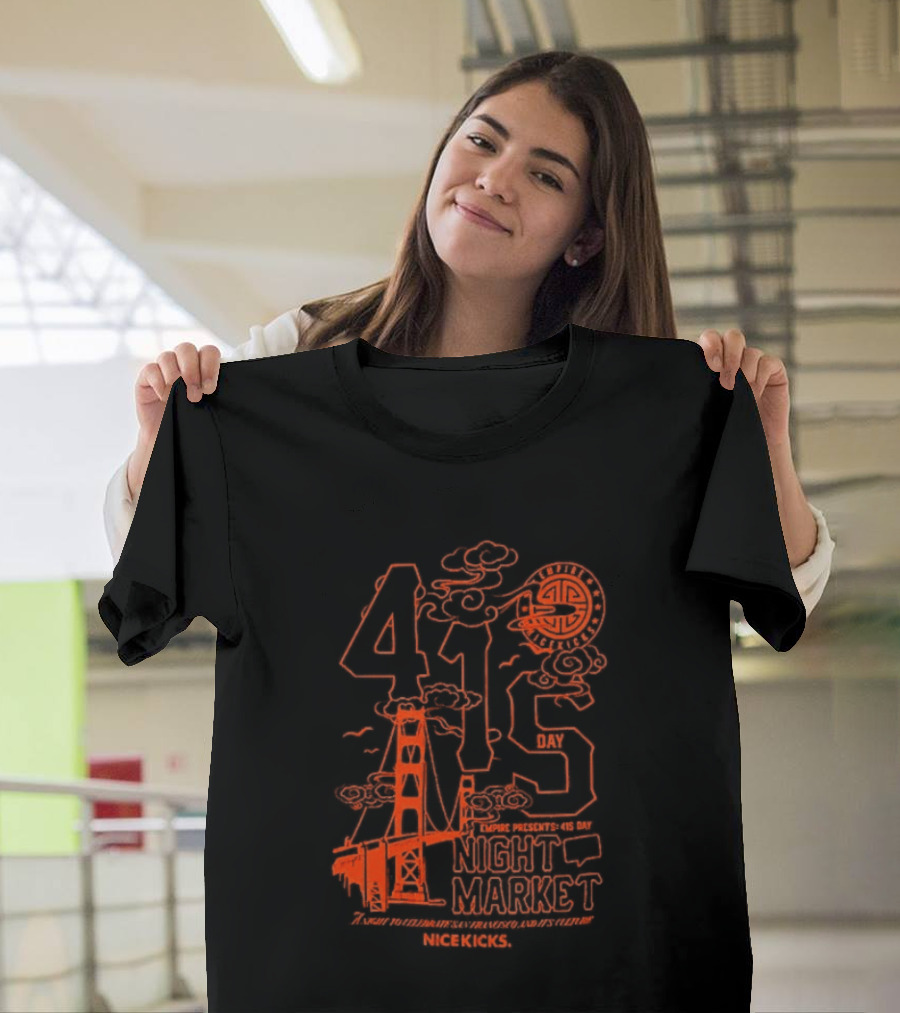 415 San Francisco Golden Gate Bridge Night Market Cityscape T-Shirt