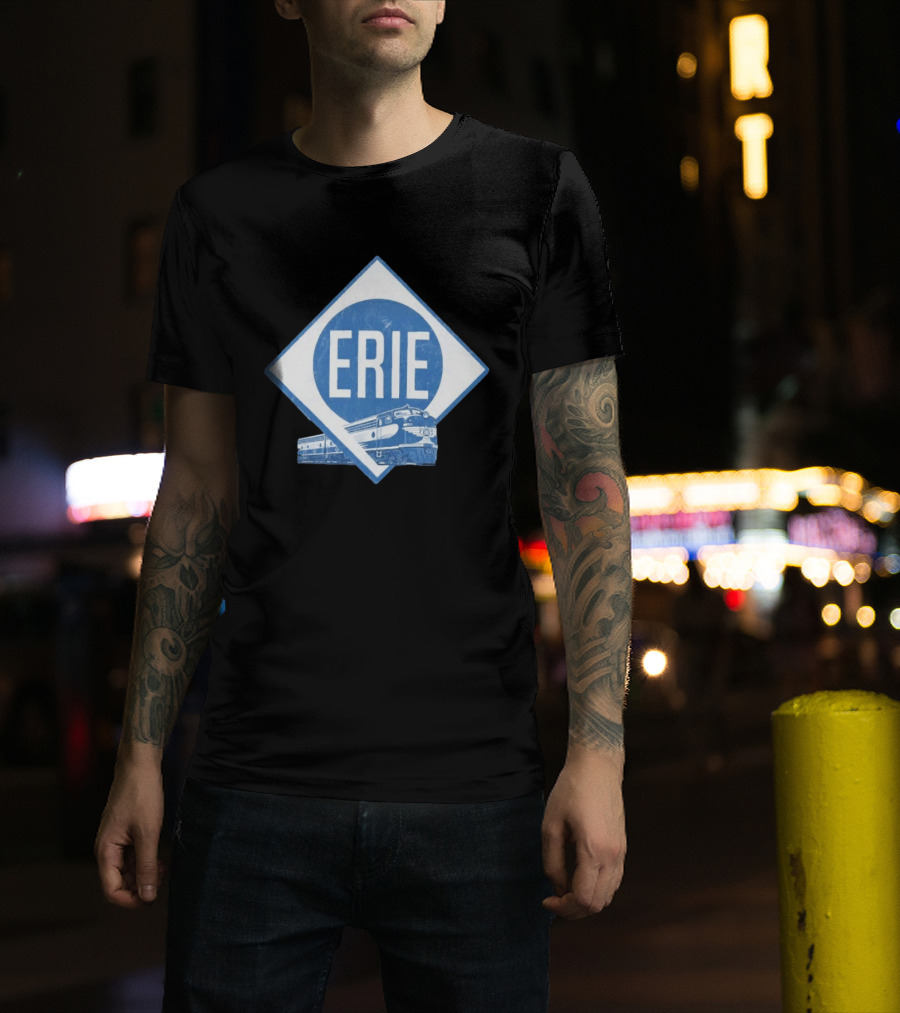 Erie Railway Train Vintage Blue T-Shirt