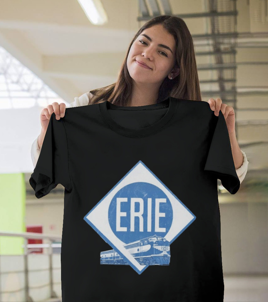 Erie Railway Train Vintage Blue T-Shirt