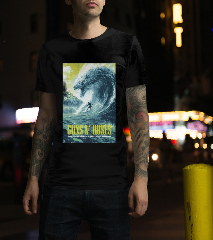 Guns N' Roses Concert April 15 2026 Fonte Nova Arena Salvador Surfer Wave T-Shirt