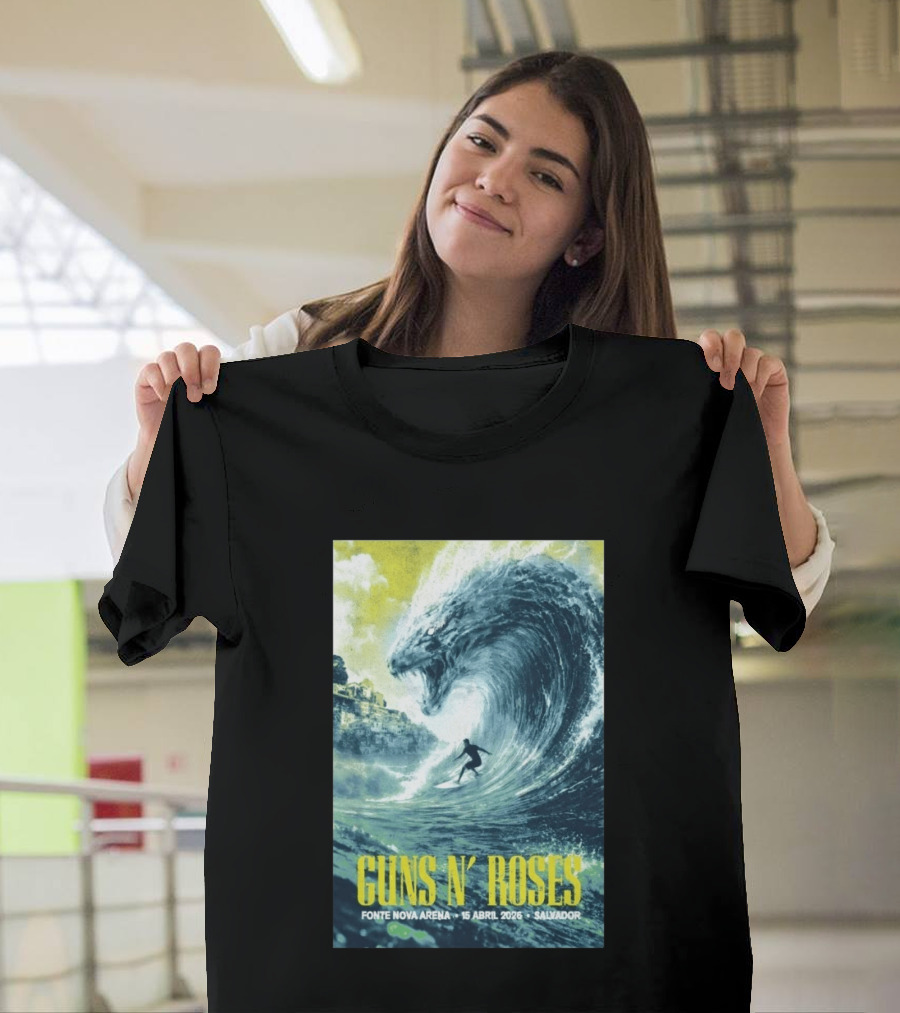 Guns N' Roses Concert April 15 2026 Fonte Nova Arena Salvador Surfer Wave T-Shirt