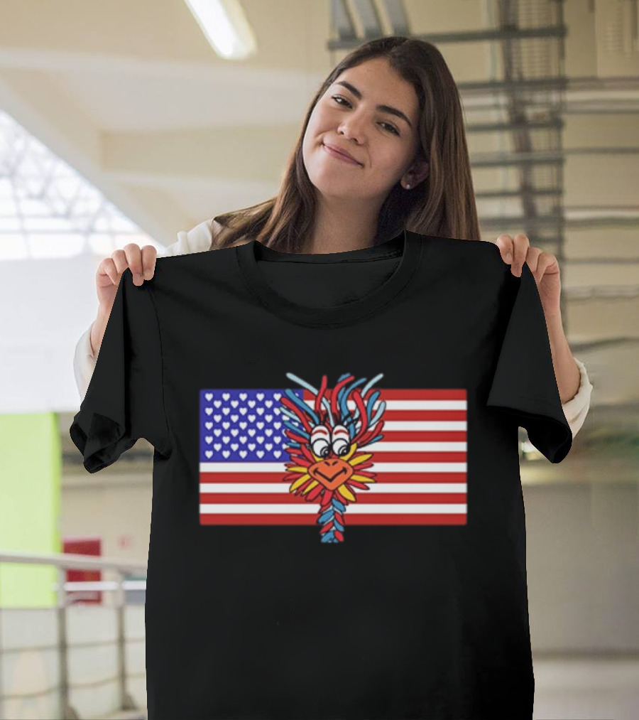 Patriotic Gooney Bird American Flag Hearts And Stripes T-Shirt