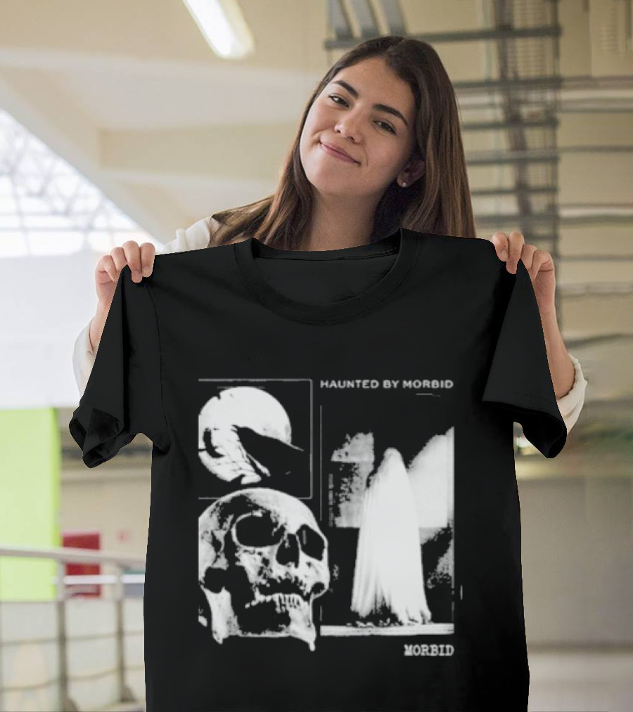 Haunted By Morbid Skull And Ghost Imagery Morbid Podcast T-Shirt