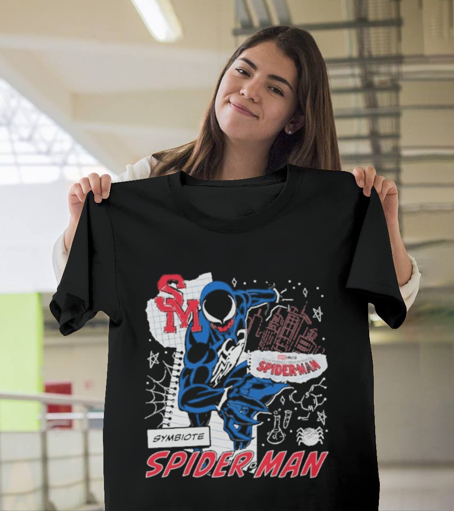 Marvel Symbiote Spider Man Sketch SM Spiderman In City Scene T-Shirt