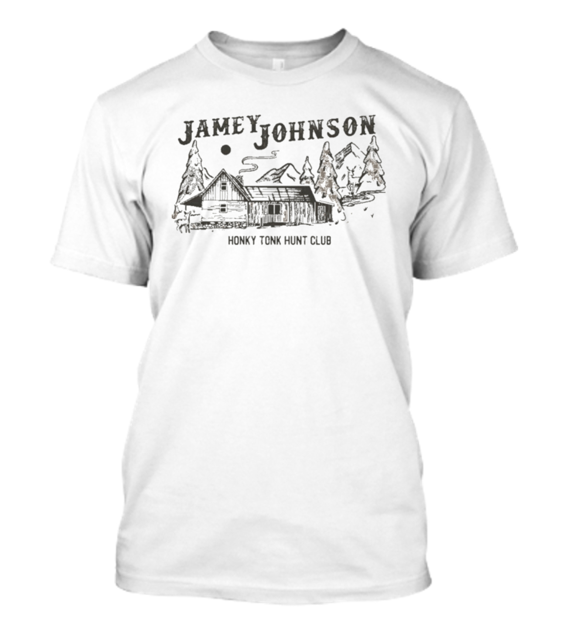 Jamey Johnson Honky Tonk Hunt Club Cabin And Mountain Scene T-Shirt