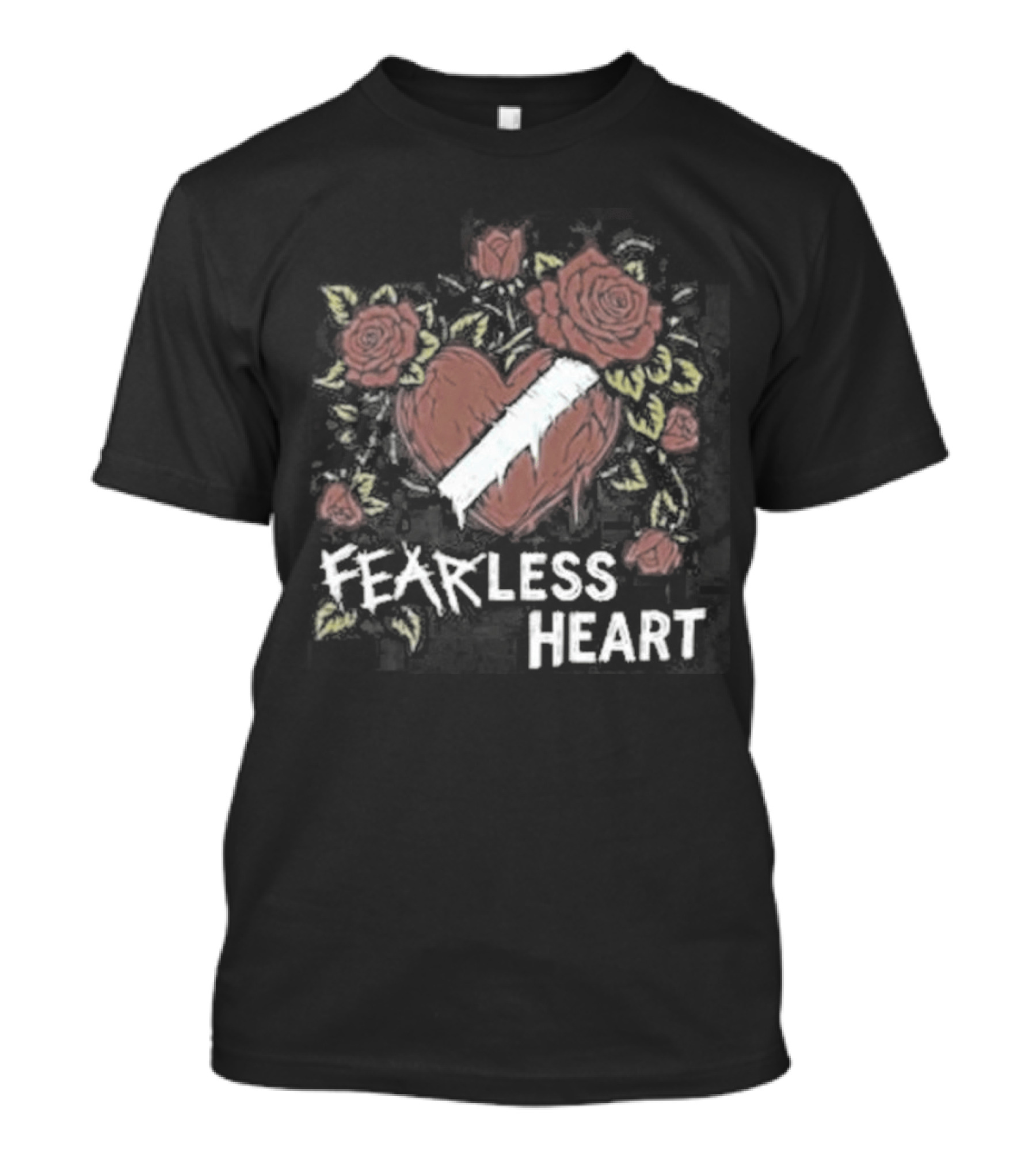 Fearless Heart Pink Roses And Yellow Leaves T-Shirt