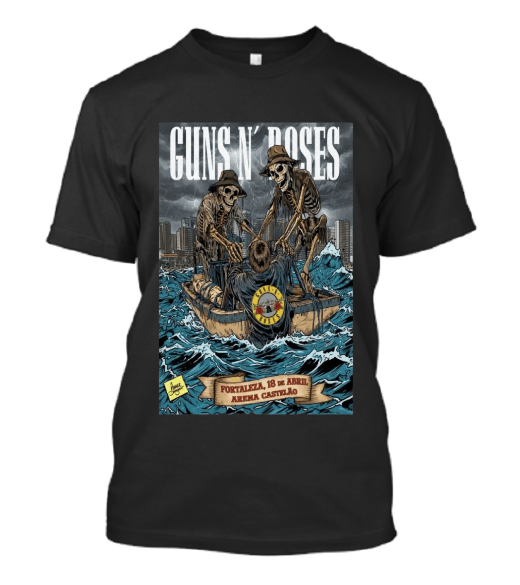 Guns N' Roses April 18 2026 Fortaleza Arena Castelão Skeletal Boat T-Shirt