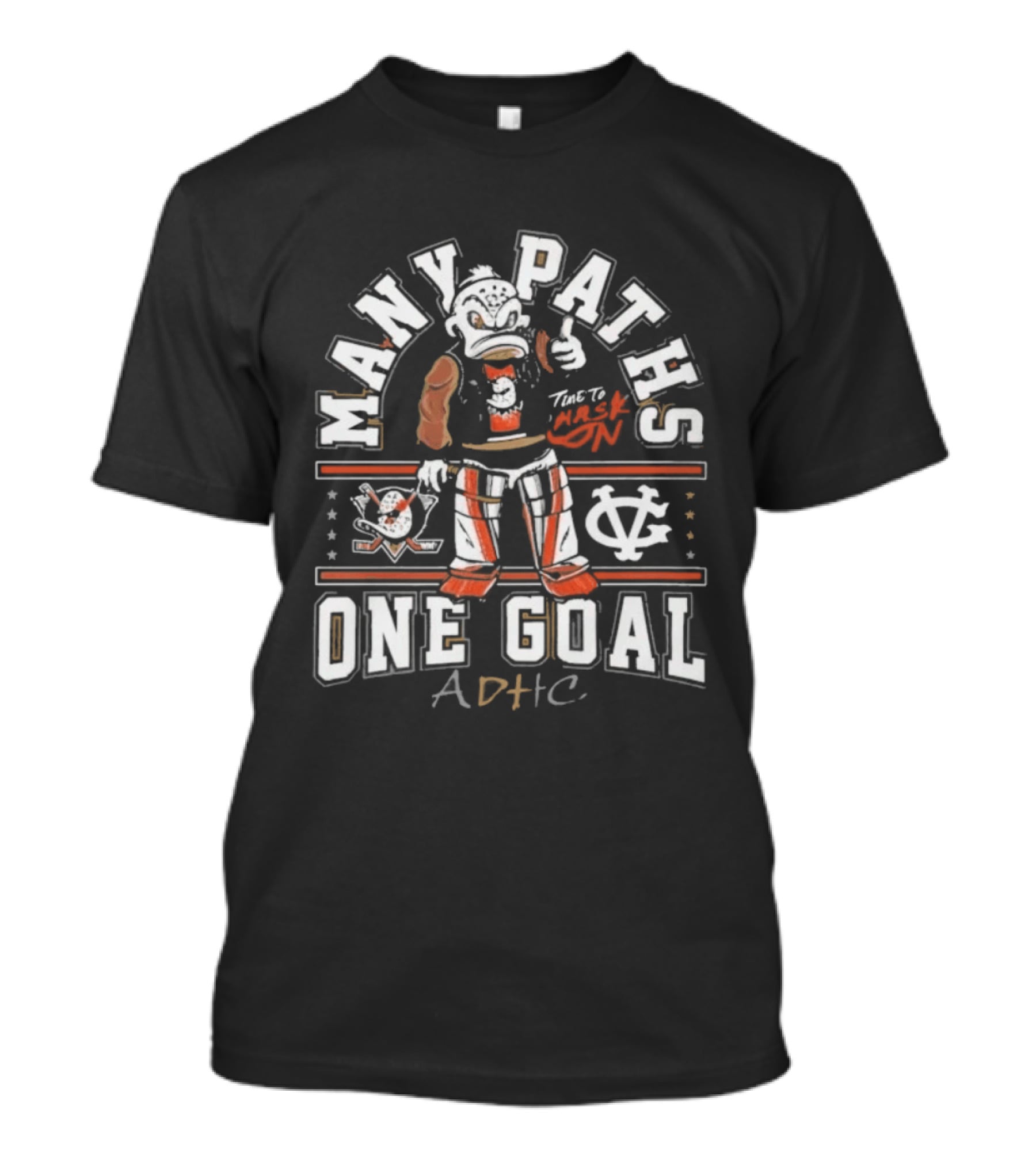 Anaheim Ducks Many Paths One Goal ADHC Vintage Cartoon T-Shirt