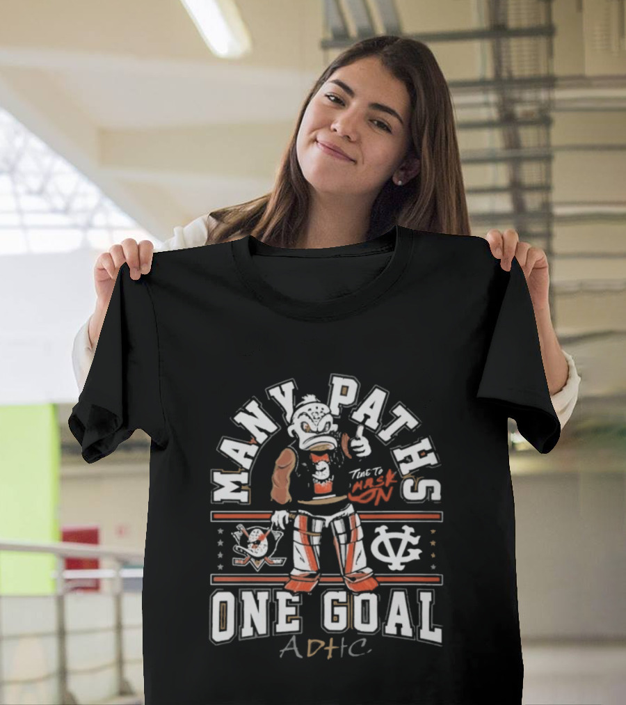 Anaheim Ducks Many Paths One Goal ADHC Vintage Cartoon T-Shirt