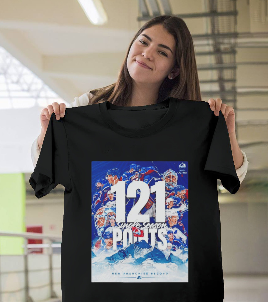 Colorado Avalanche 121 Single Season Points New Franchise Record T-Shirt