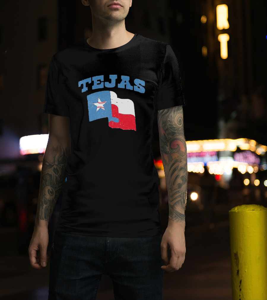 TEJAS Texas Flag With Baseball Star T-Shirt