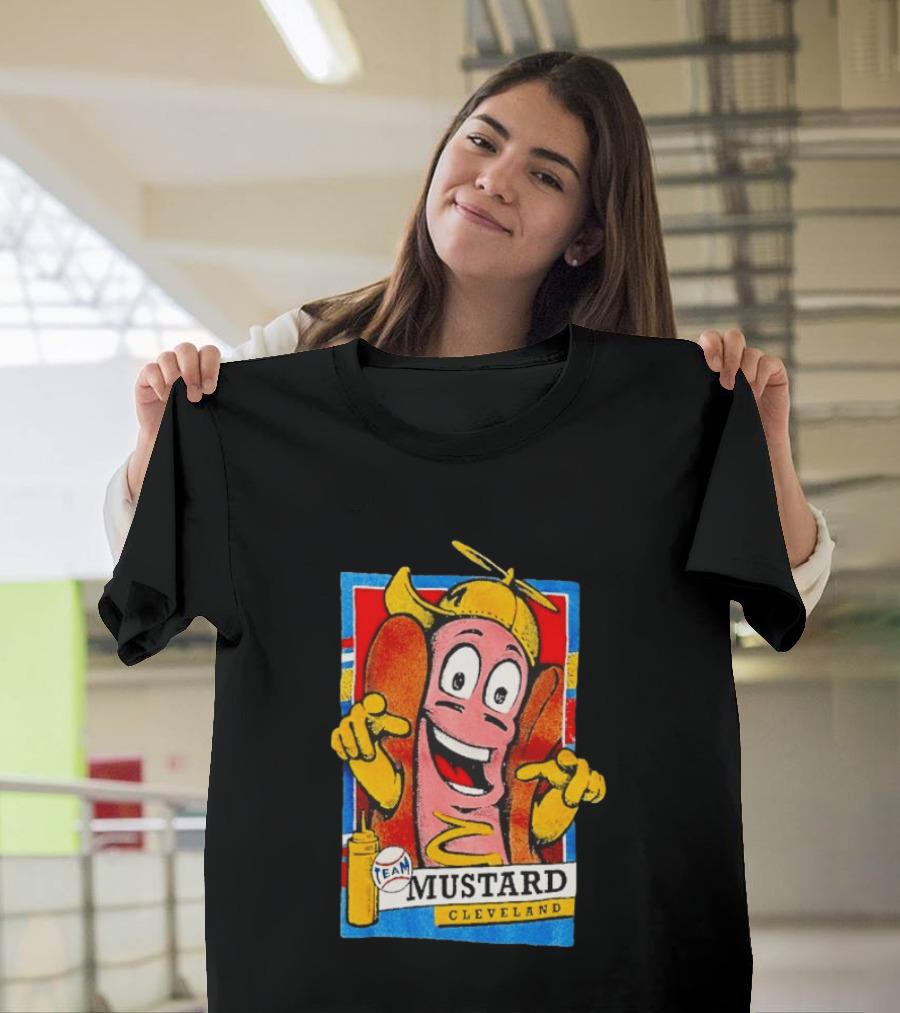 Cleveland Team Mustard Hot Dog Character Colorful T-Shirt