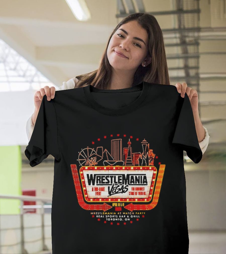 WrestleMania Vegas Skyline Party Fremont St WWE WrestleMania 42 T-Shirt