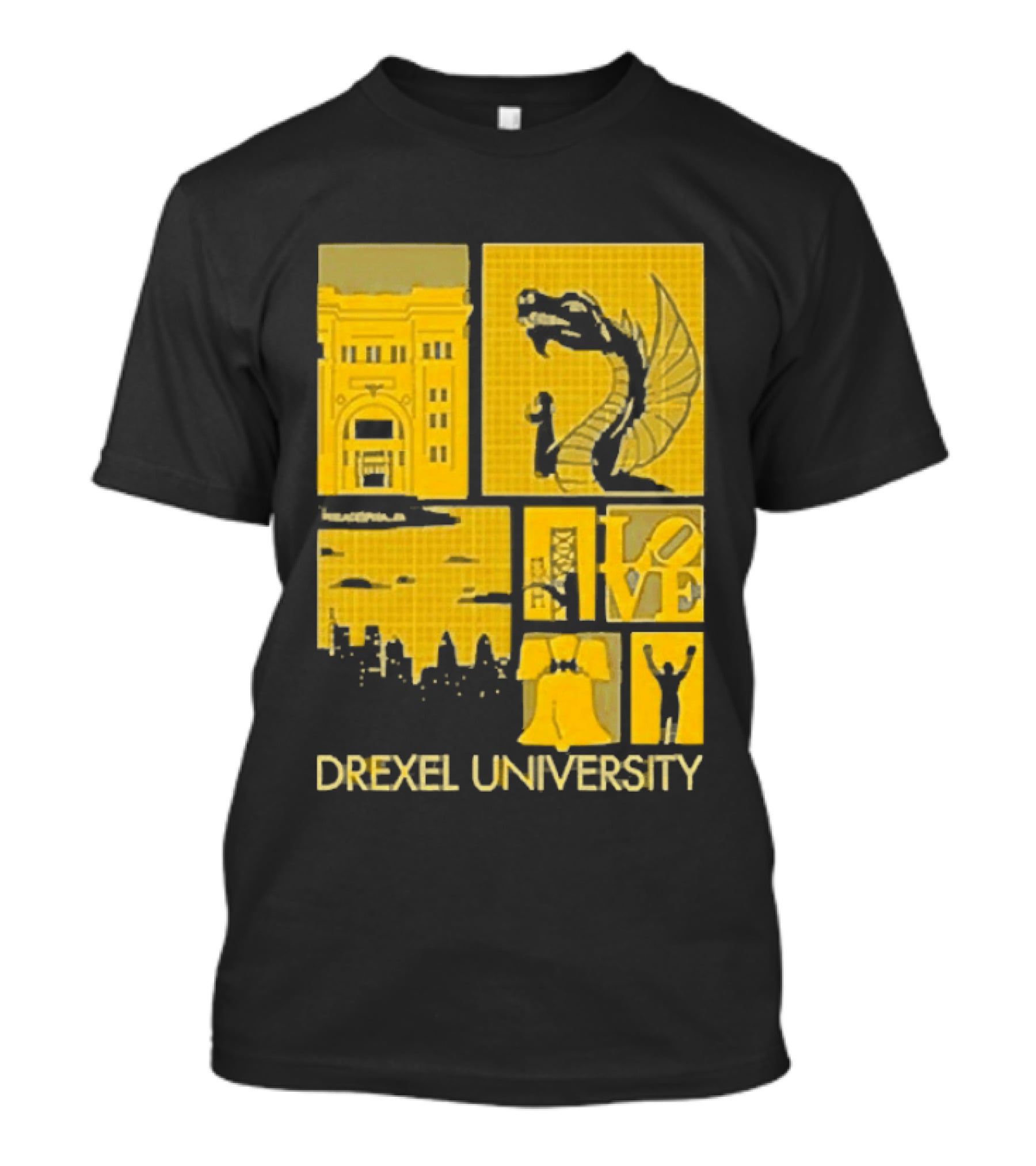 Drexel University Dragons Skyline Liberty Bell Icon Philadelphia T-Shirt