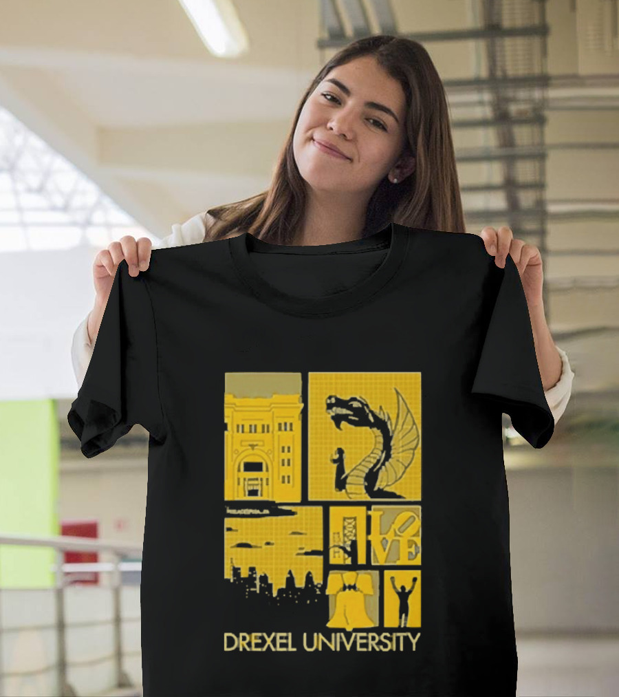 Drexel University Dragons Skyline Liberty Bell Icon Philadelphia T-Shirt