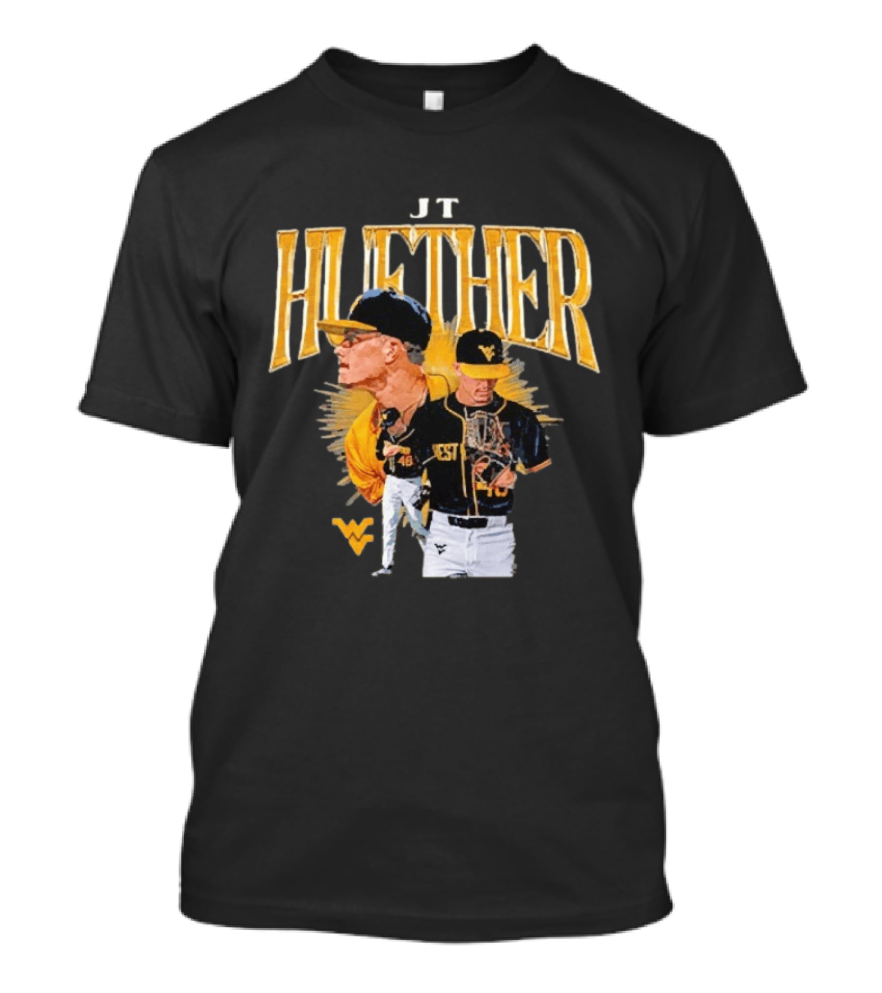 JT Huether West Virginia Mountaineers Baseball Player WV T-Shirt