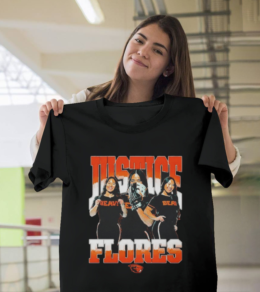 Justice Flores Beavers NCAA Oregon State Softball Player Collage T-Shirt