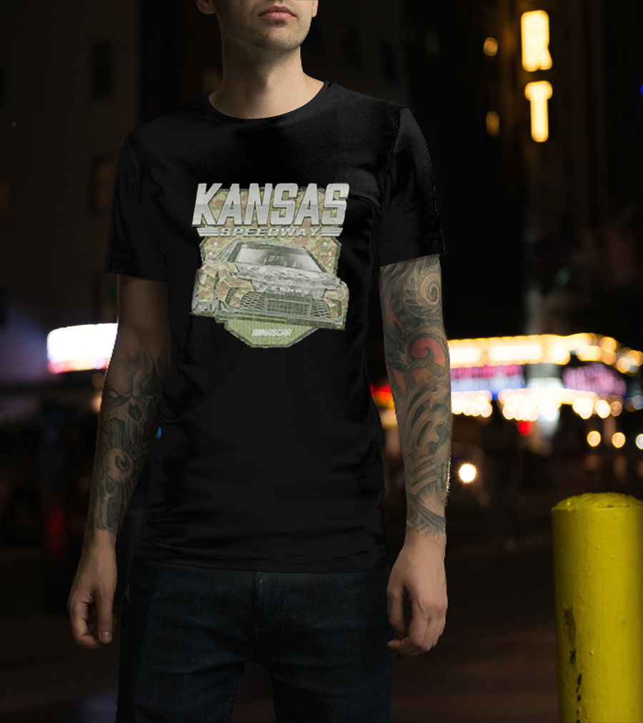 Kansas Speedway Camo Nascar Car Racing Americana T-Shirt