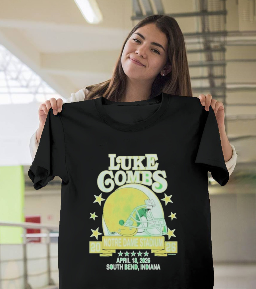 Luke Combs Notre Dame Stadium April 18 2026 South Bend Indiana Helmet Football Event T-Shirt