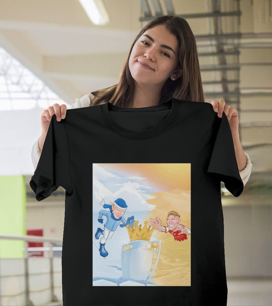Manchester City Versus Arsenal April 2026 Premier League Title Showdown Cartoon T-Shirt