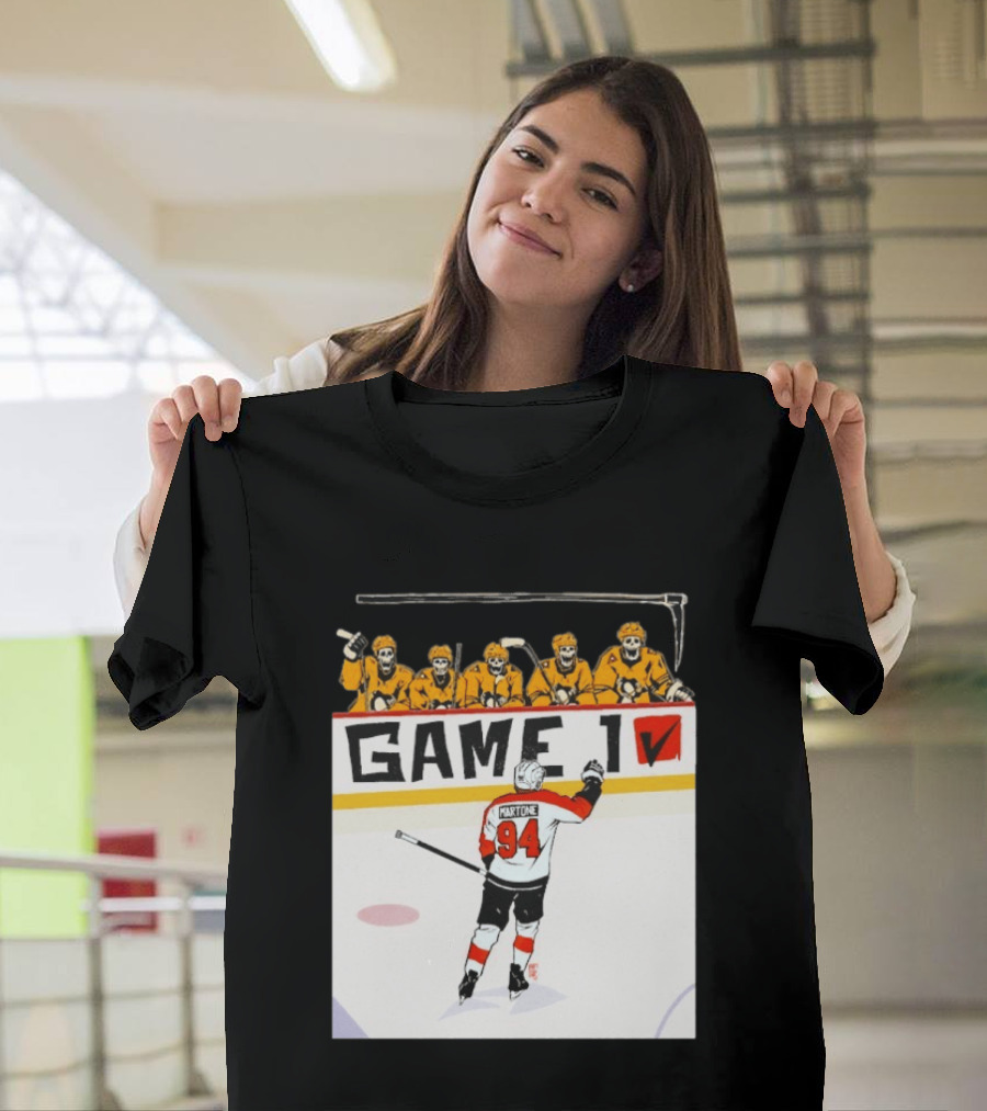 Philadelphia Flyers Porter Martone Celebrates Game 1 Win Over Pittsburgh Penguins T-Shirt