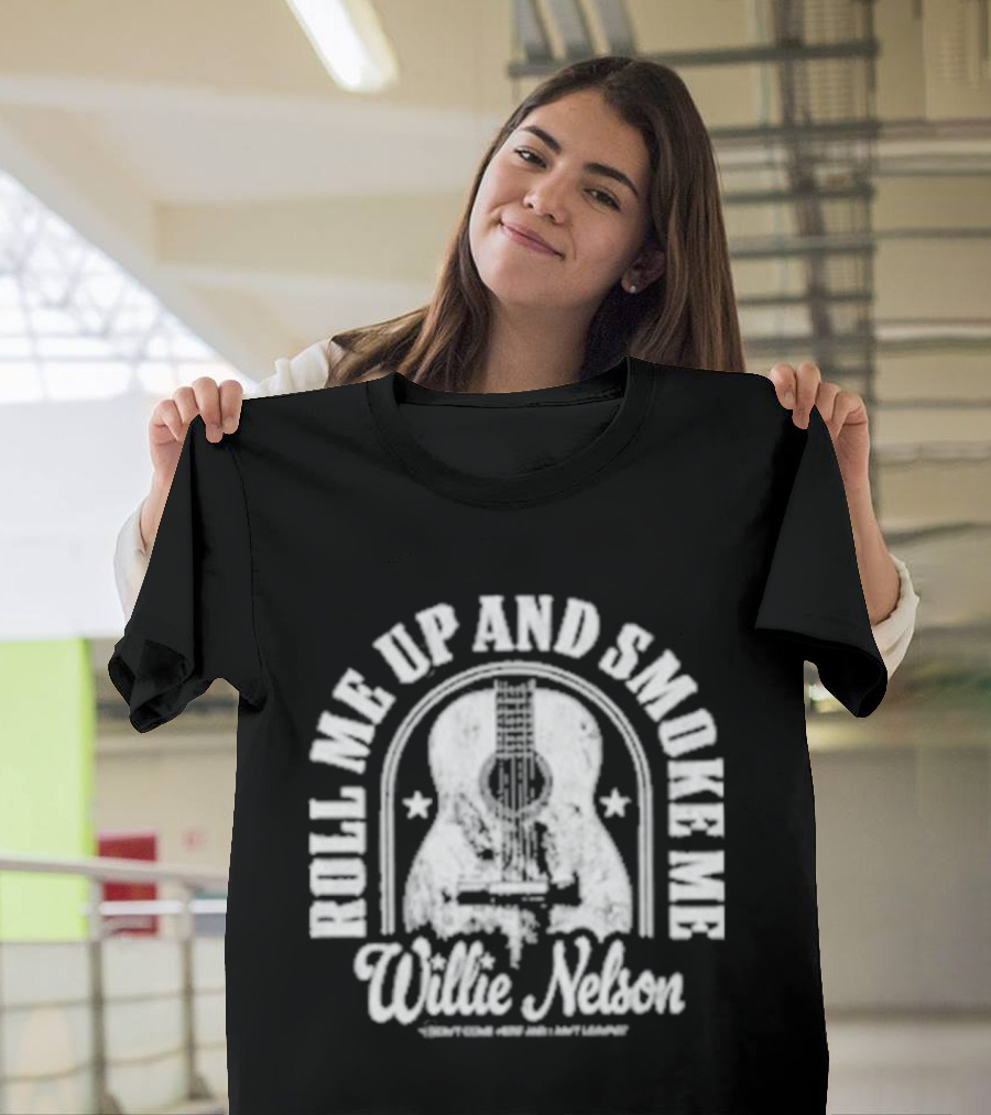 Roll Me Up And Smoke Me Willie Nelson Guitar T-Shirt
