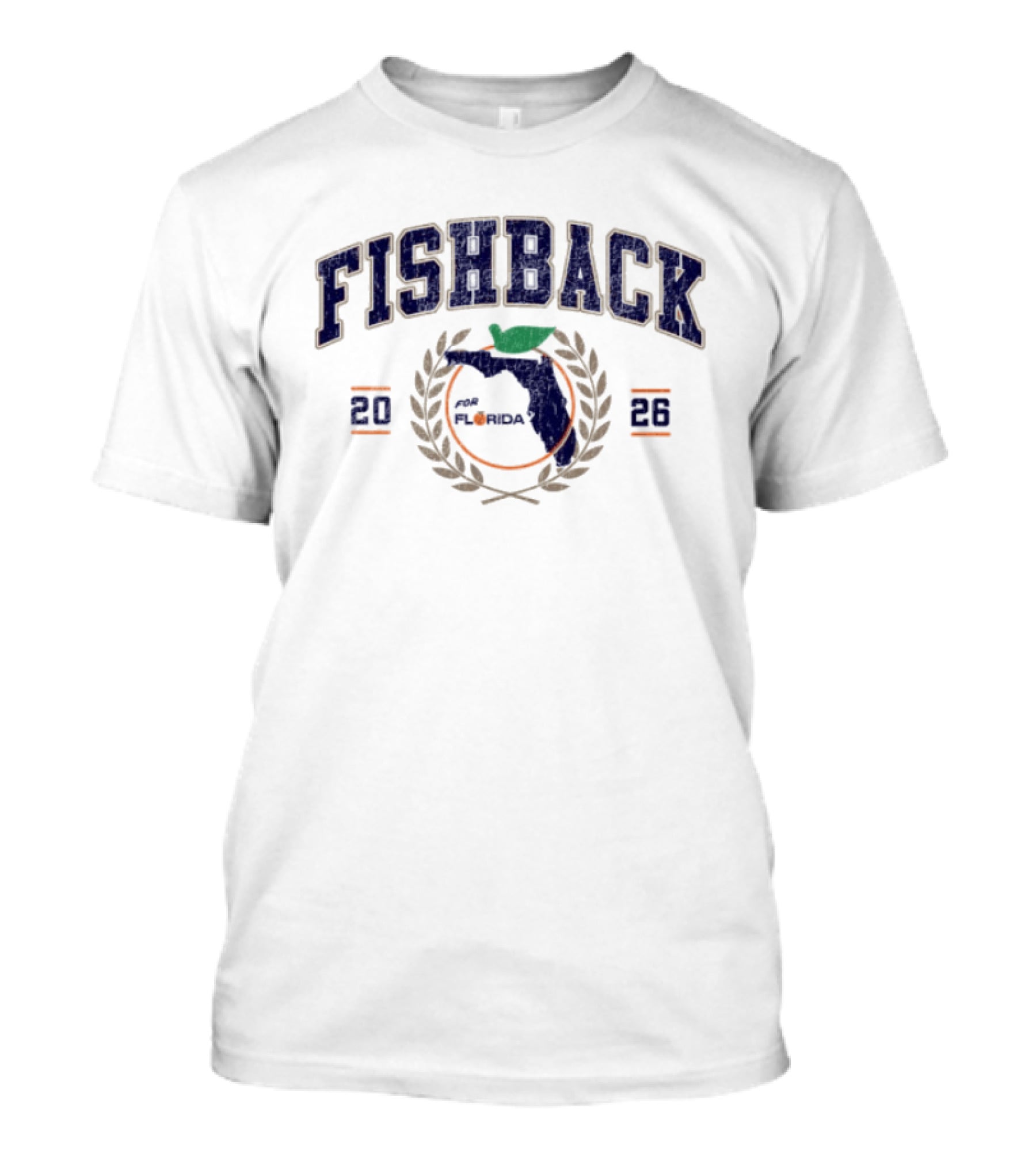 FISHBACK 2026 Florida Map Emblem With Laurel Wreath T-Shirt
