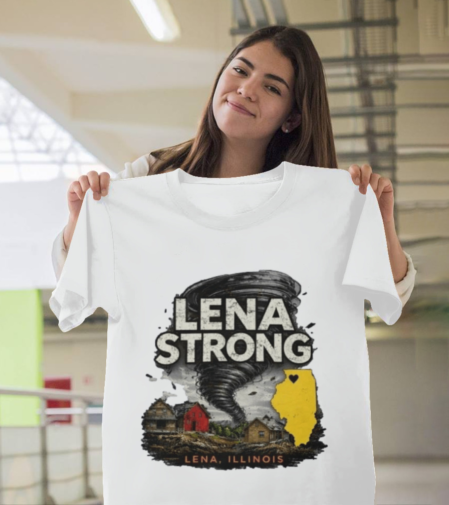Lena Strong Illinois Tornado Heart Support T-Shirt
