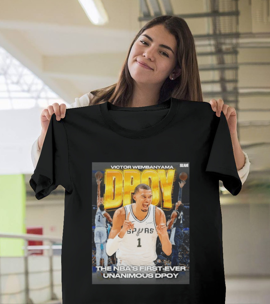 Victor Wembanyama Spurs Basketball NBA First Ever Unanimous DPOY Recognition T-Shirt