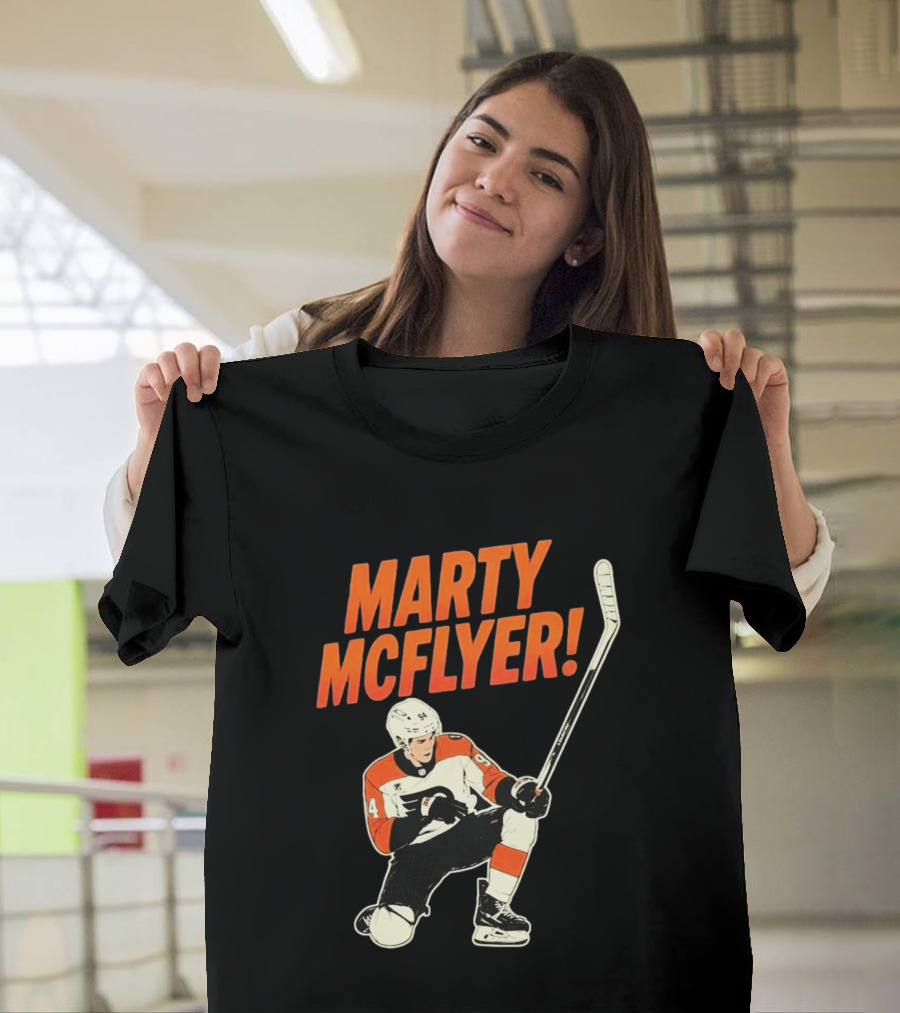 Marty McFlyer 94 Hockey Player In Action T-Shirt
