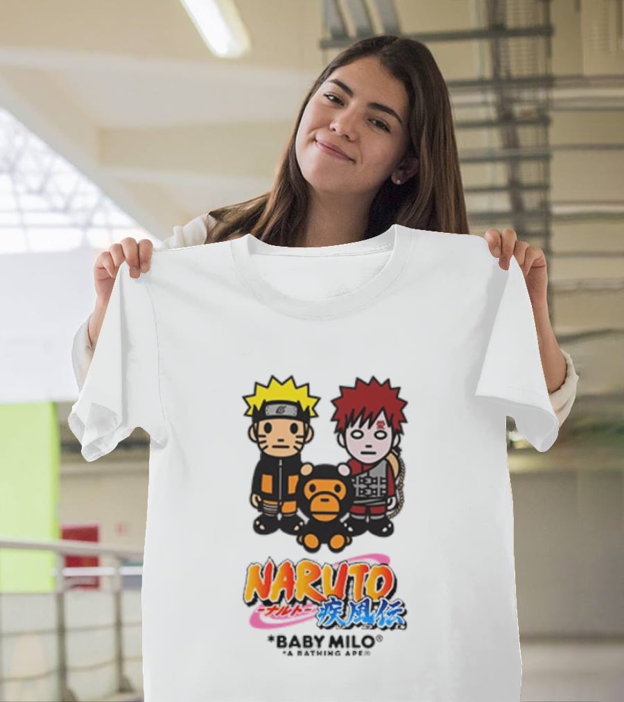 Naruto Baby Milo A Bathing Ape Collaboration With Gaara And Baby Milo Characters T-Shirt