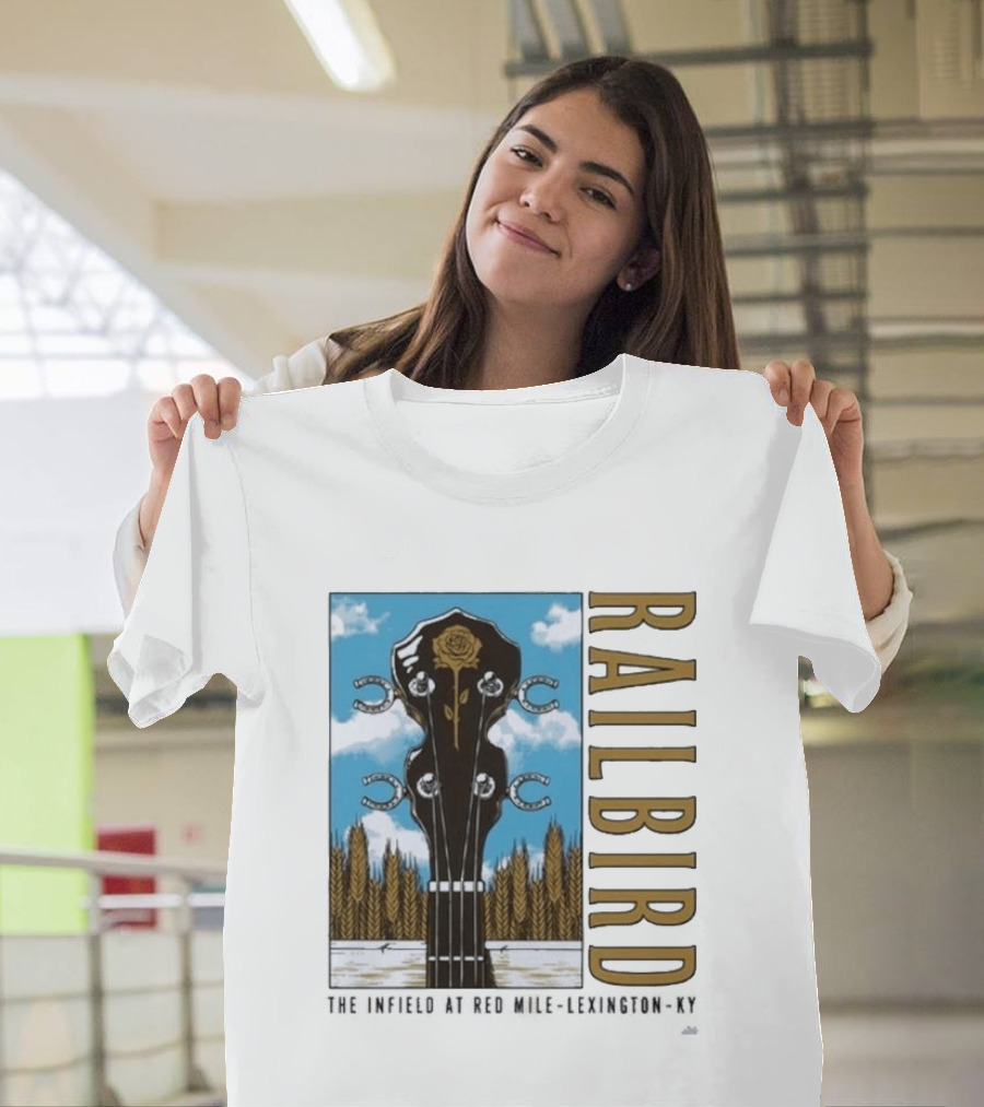 Railbird Festival June 6 7 2026 The Infield At Red Mile Lexington KY Banjo And Horseshoe T-Shirt