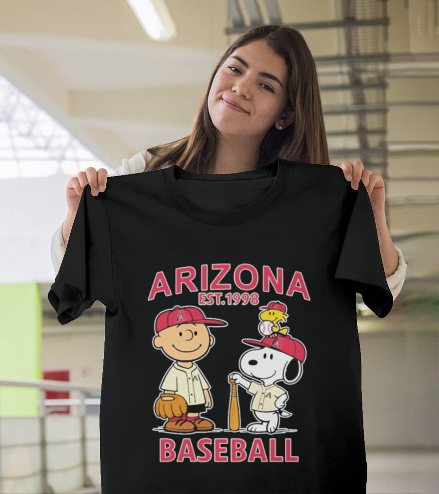Arizona Est. 1998 Snoopy Woodstock Baseball Team Brown T-Shirt