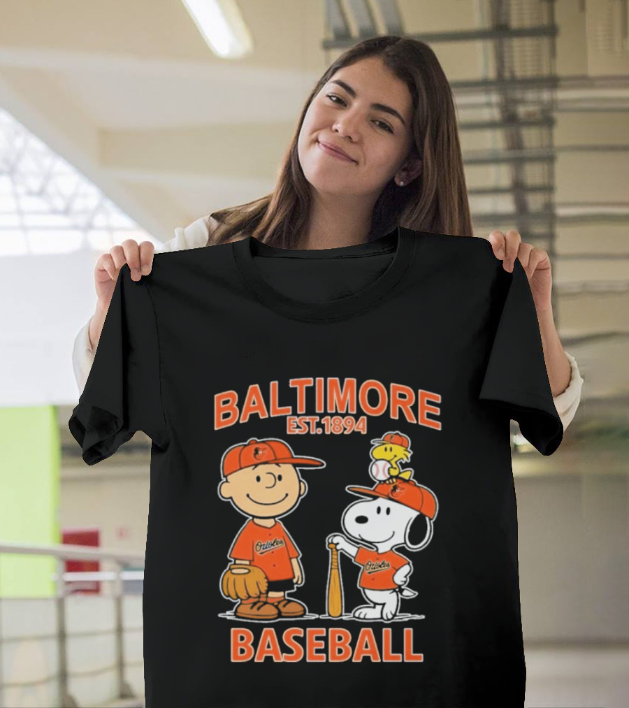 Baltimore Est. 1894 Baseball Snoopy Woodstock Charlie Brown T-Shirt