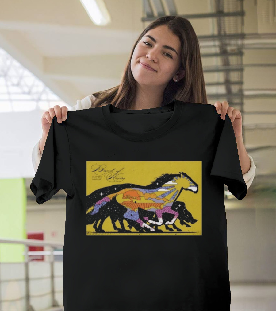 Band Of Horses April 22 2026 Detroit MI Black Horse Psychedelic Landscape T-Shirt