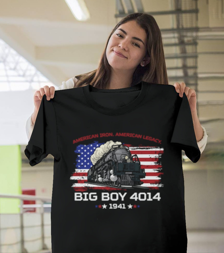 Promoting Real American Iron Big Boy 4014 1941 USA Flag Stars Stripes T-Shirt