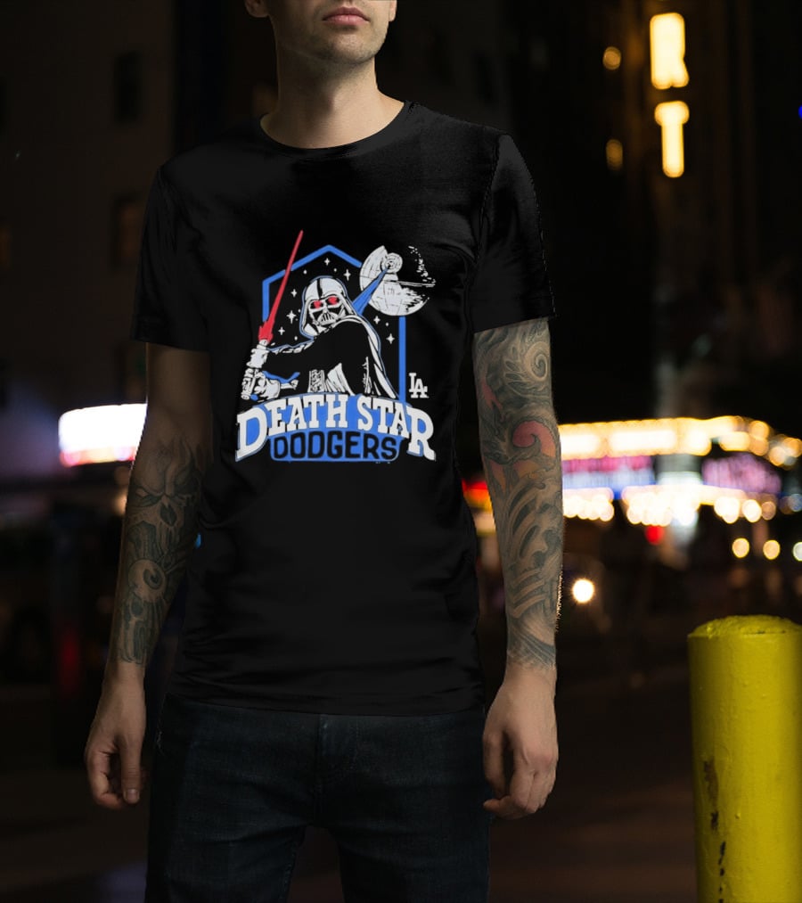 Death Star Dodgers LA Dark Side Star Wars Vader Mashup T-Shirt